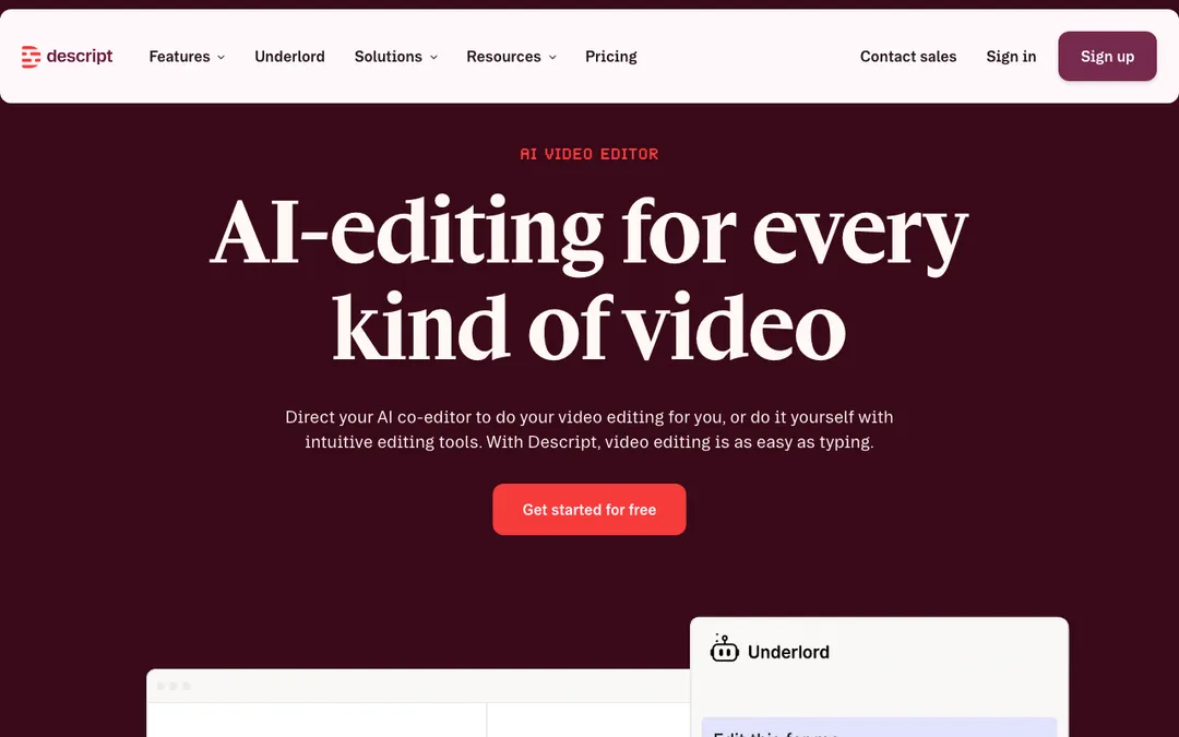 Descript, an audio and video editor with transcription.