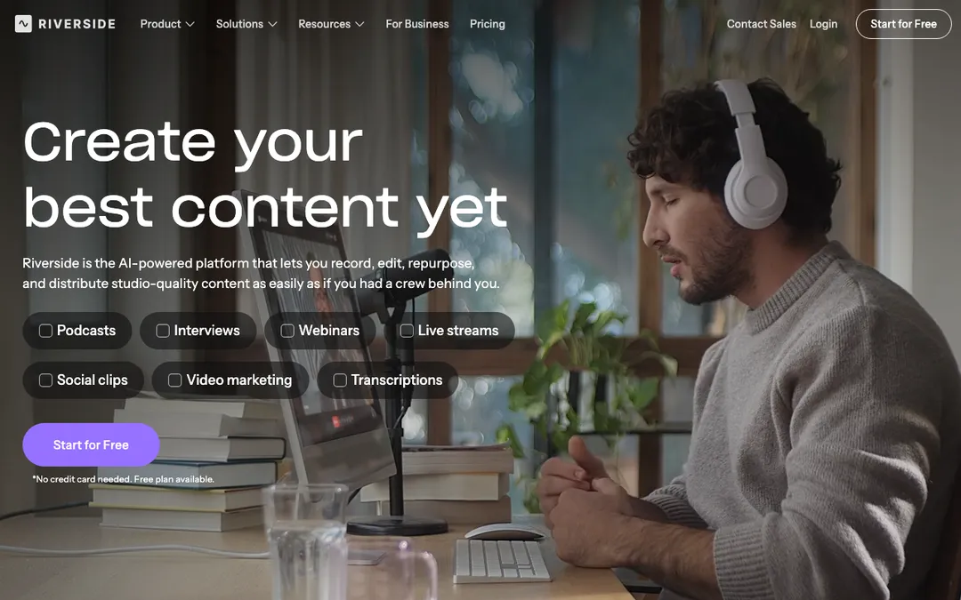 Riverside, a studio-quality recording tool for calls and interviews.