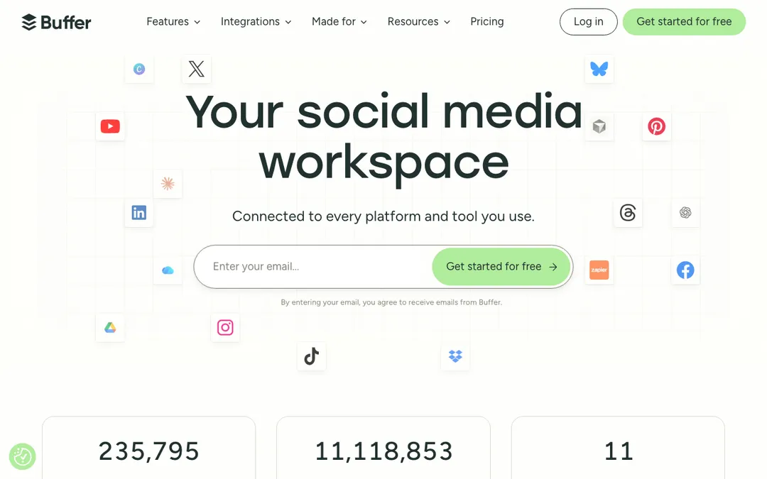 Buffer, a simple and clean social media scheduler.