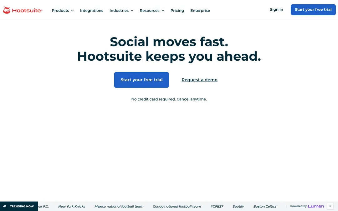 Hootsuite, a social media management suite for large teams.