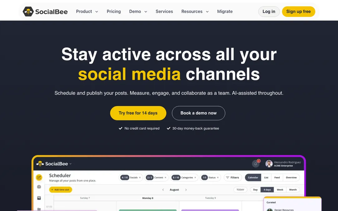 SocialBee, a scheduler built around content categories and recycling.