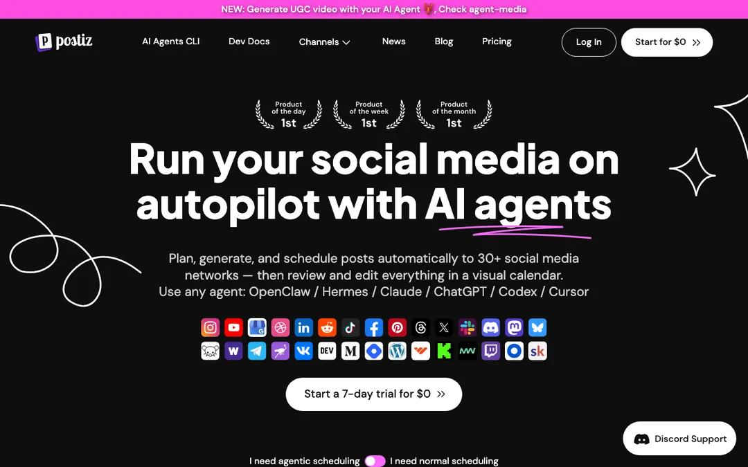 Postiz open-source social media scheduling interface supporting X and many other platforms.